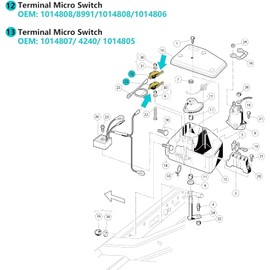 10L0L Speed Micro Switch 3 Prong Terminal for Golf Cart Club Car DS Precedent (1982-up) & Tempo (2018-up) Replacement Part, OEM # 1014807,1014240, 1014805