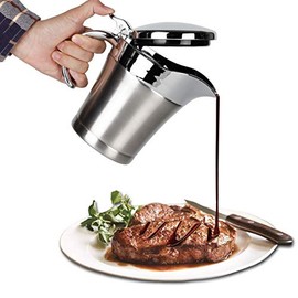 IAXSEE Gravy Boat 32oz Extra Large Double Insulated 304 Stainless Steel, Gravy Warmer, Double Wall Creamer Pitcher and Caramel Sauce for Coffee, Stainless Steel Pitcher