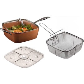 5-Piece Non-Stick Copper Infused Ceramic Titanium 9.5" Square Casserole Fry Pan Set