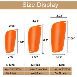 Kids Youth Soccer Shin Guards with Sleeves Slip in Soccer Shin Pads for Boys Girls Ages 3–15 Protective Gear for Football & Training(3Set) (Orange, L)