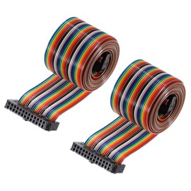 sourcing map 2Pcs Flat Ribbon Cable 2.54mm Pitch 26 Pin Female to Female Rainbow IDC Flat Ribbon Wire Connector 118cm Length Wires