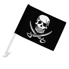 GRAPHICS & MORE Pirate Skull Crossed Swords Tattoo Design Car Truck Flag with Window Clip On Pole Holder