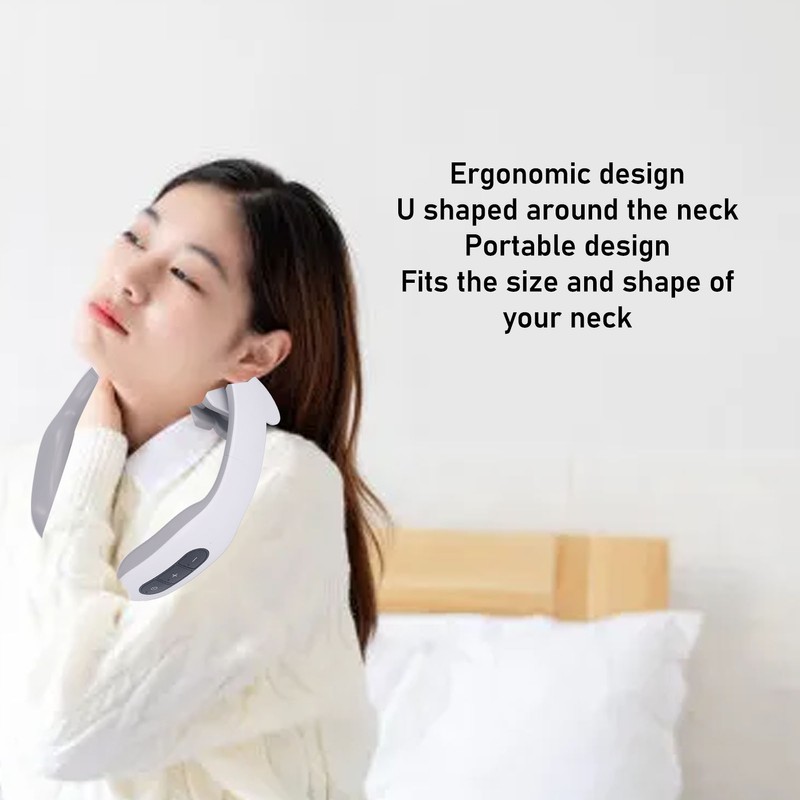 Electric Pulse Neck Massager Adjustable Multi Functional Portable 4 Head