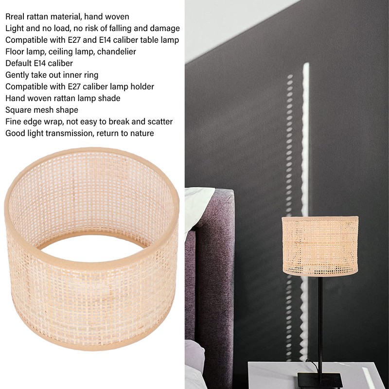 Rattan Lamp Shade Replacement Woven Basket Chandelier Vintage Hanging Table