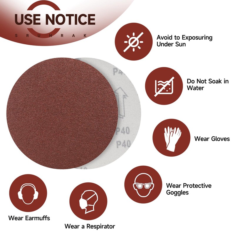 Sruhrak 30 Pcs 180mm Sanding Discs 40 Grit, 7 in