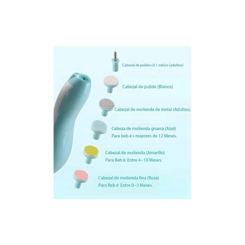 Kit Lima De Uñas Eléctrica Portátil Para Bebé Con Luz