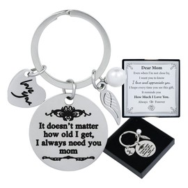 Heartleft Gift for Mom on Mother’s Day – Keychain with I Always Need You Message, Pearl & Love Charms – Keep Keys Safe in Style While Carrying Daily Reminder of Love for Birthday Christmas
