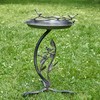 Zaer Ltd. Shallow Birdbath on Curved Branch Stand (Galvanized Finish)