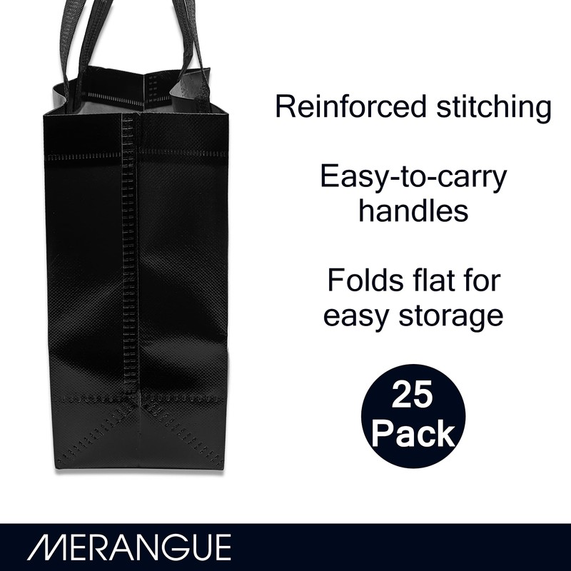 Merangue Reusable Bulk Shopping Bags, Laminated, Foldable Grocery Bags, Black,
