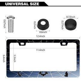 Personalise Spider Web Bat License Plate Frame Gothic Car Frames Universal Metal Cars Accessories Decor with 2 Holes and Screws Fit Standard Us Vehicles Size 12.2 X 6 Inches