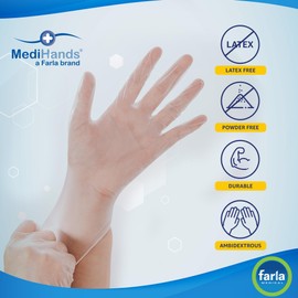MediHands Clear Vinyl Gloves Small Disposable Surgical Gloves, Box of 200 Powder Free Latex Free & Protein Free, Medical Gloves, Food, Multi Use