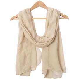 Woogwin Women's Cotton Scarves Lady Light Soft Fashion Solid Scarf Wrap Shawl(NBeige)