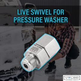 MTM Hydro Swivel Adapter Stainless Steel High Pressure Washer Fittings, 3/8” Live Pressure Washing Swivel 5800 PSI 320 Degrees Fahrenheit for Hoses, Guns, Wands, Foam Cannons Commercial Grade