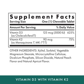 MICHAEL'S Health Naturopathic Programs Vitamin D3 with K2 - 90 Chewable Tablets, Pack of 2 - Apricot Flavor - Skeletal & Immune System Support - No Added Sugar - Vegetarian - 180 Total Servings