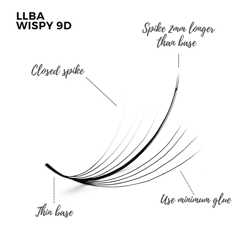 LLBA Promade Wispy Lash Extensions 9D 0.05, 100% Handmade Eyelashes