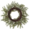 SilksAreForever 22" Glittered Artificial Cedar & Pinecone Hanging Wreath -Green/Brown