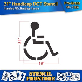 Pavement Stencils - 21 inch - Handicap - ADA Stencil - 21" x 19" x 1/8" (128 mil) - Pro-Grade