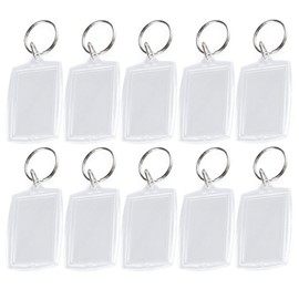 4cm x 5.5cm/1.57'' x 2.16''Clear Acrylic Blank Passport Photo Image Inserts Split Keychain Keyrings Wallet Friendly Picture Frame Key Ring for Women and Men(25PCS)