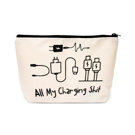 Charging Cable Organizer Bag All My Charging Stuff Bag for Travel Backpack Funny Makeup Bag Gifts for Women Men Charger Organizer With Zipper Toiletry Pouch Gift for Friends Daughter Son