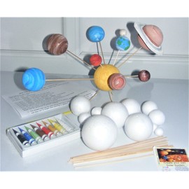 Make Your Own Solar System Model Kit ~ 12 Mixed Sized Polystyrene Spheres / Balls 2cm to 7cm Diameter with Wooden Rods Paints Brush School Projects