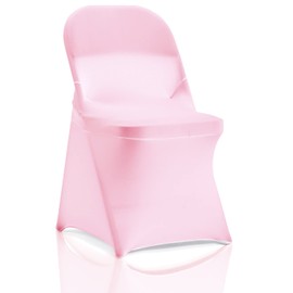 bricia 6 PCS Pink Stretch Spandex Folding Chair Slipcovers, Dining Room Chair Covers Stretch Chair Slipcovers Protector for Wedding, Banquet, and Party