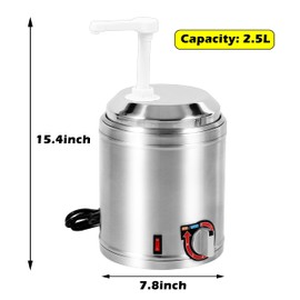 HORESTKIT Compact Stainless Steel Cheese Warmer, Hot Fudge Warmer 4.0t Hot Fudge Dispenser with PP Pump, Commercial 200W Sauce Dispenser, Ideal for Cheese, Caramel