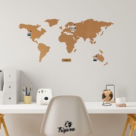 Tripvea - World Map Cork for Pinning | Pin Board World Map - Cork World Map with 50 Pins for Photos, Travel & Memories, Gift for Travel Lovers