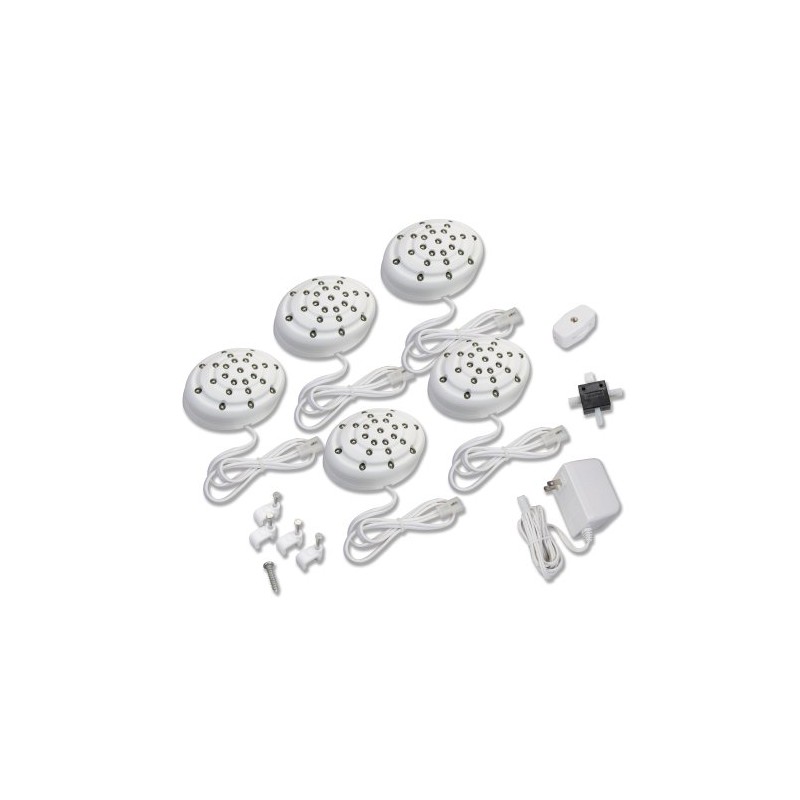 Amertac LED50HBAMP 24-volt LED Accent Puck Light Kit, White, 5-Pack