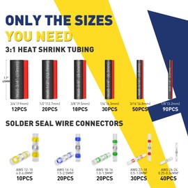 haisstronica 340PCS Solder Seal Wire Connectors with Heat Shrink Tubing Kit - Solder Sticks Wire Terminals Waterproof Electrical Connectors and 3:1 Shrinking Tube for Marine,Automotive,Wiring Projects