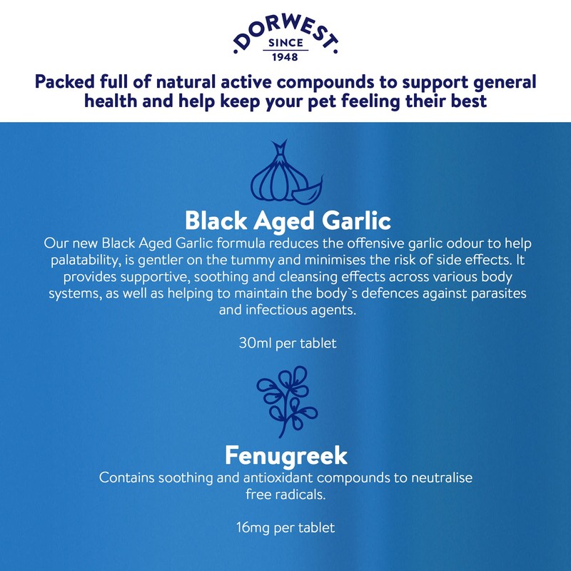 DORWEST HERBS Garlic and Fenugreek Tablets for Dogs and Cats