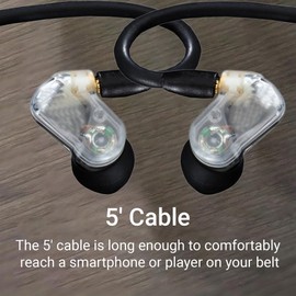 Lectronify Professional in-Ear Monitors – Noise-Isolating Earbuds, Secure Comfortable Fit w/Multiple Eartips, 5' Cable, Great for Live Music, Video Production, Studio Monitoring & Everyday Listening