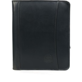 Leather Portfolio Organizer with Zipper for Men Women, Padfolio Business Resume Legal Pad Portfolio Notebook Binder for A4/Pad, Leather Folio Folder, Document Folio (Black)