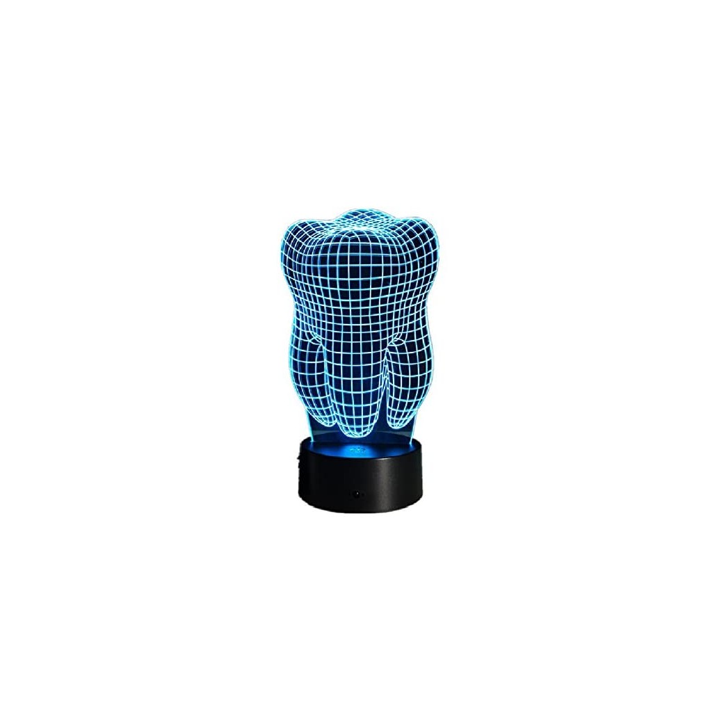 Tooth Shape 3D Illusion LED Table Lamp NightLight Novelty Design Colorful Table Touch Lamp Gift for Dentist