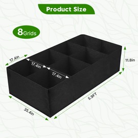 SDLDEER Plant Grow Bags Fabric Raised Garden Bed Fabric Grow Bags for Growing Herbs, Flowers and Vegetables,Rectangle Planting Container for Outdoor (6x3x1FT,8 Grids)