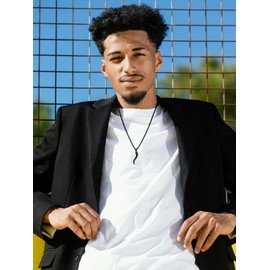 U7 Italian Horn Pendant Lucky Amulet Necklace Stylish Chilli Pepper Shape Jewelry (Black-Metal-Plated)