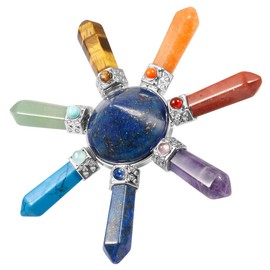 TUMBEELLUWA Pyramid Energy Generator Chakra Point Seven Direction Healing Crystal Decor for Reiki Balancing Meditation,Cone,Lapis Lazuli