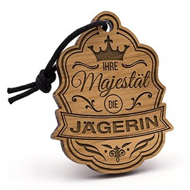 Fashionalarm Key Ring Majesty Hunter Made of Wood with Engraving Unique Gift Idea Birthday Christmas Hunting Sport Hunting Hunter, brown