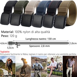 LionVII Men's Work Belt Nylon with Plastic Buckle 130cm, black