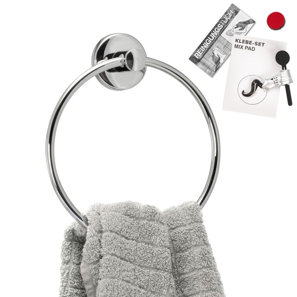 bremermann Bad-Serie Lucente - Handtuchring inkl. Klebeset, Handtuchhalter passend für