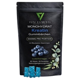 Vita Elements Creatine Monohydrate Gummies – Pack of 60 – 3000 mg