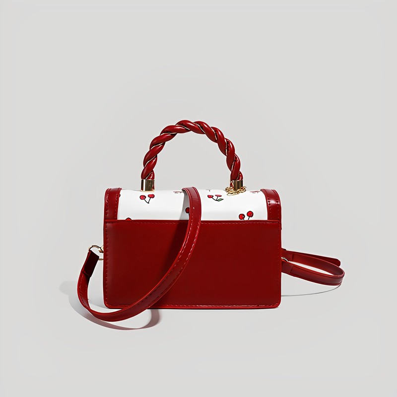 Cherry Leather Tote Bag – Cute Y2K Shoulder Purse for