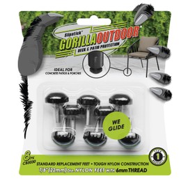 Slipstick Gorilla Outdoor Adjustable Furniture Levelers (8 Pack) Weatherproof Screw in Leg Glides for Chairs, Tables, and Outdoor Furniture Feet, 7/8 Inch Nylon Spherical Glide, M6 Thread