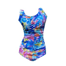 BIMEI Women's One-Piece Pocketed Mastectomy Swimsuit Tummy Control Bathing Suits 886 (Red, 4XL)