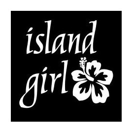 Island Girl Carribean Hawaii Flower Vinyl Decal Sticker|WHITE| Cars Trucks Vans SUV Laptops Wall Art|5.5" X 5"|CGS133