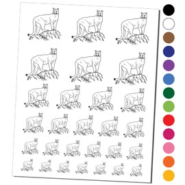 Proud Cougar Mountain Lion Puma Temporary Tattoo Water Resistant Fake Body Art Set Collection - Dark Blue (One Sheet)