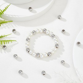 UNICRAFTALE Approximately 20 pcs 8mm Round Beads Round Beads Stainless Steel Beads Spacer Beads 304 Stainless Steel Metal Beads Metal Beads Beads Charms Smooth Beads Metal Necklace Craft DIY Supplies