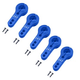 5Pack ShareGoo Aluminum 24T Servo Horn M3 Threads Motors Steering Arm Compatible with Hitec Servo Motor RC Car Truck Buggy Airplane (Blue)