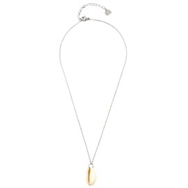 Happiness Boutique Women's Necklace with Shell Pendant in Silver Colour Cowry Shell Necklace Stainless Steel Jewellery, Stainless Steel Clam shell Stainless steel