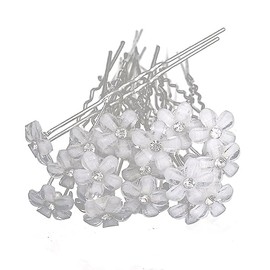 Leadigol 20 Pieces Wedding Flower Hair Pins,Rhinestone Wedding Bobby Pins U Shaped Flower Hair Clips,Wedding Hair Piece Wedding Hair Accessories Hair Flowers