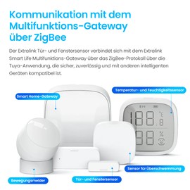 EXTRALINK Smart Life Door and Window Sensor, ZigBee Protocol and Tuya App, Anti-tampering Function, Burglary Protection, Low Voltage Warnings, Burglary Protection Window, Burglary Protection Door